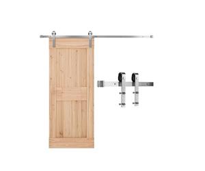 VEVOR Kit de Herrajes para Puerta Corrediza de Granero 1,83 m Riel de Acero al Carbono para Una Sola Puerta Ancho Máximo de 914,4 mm Espesor de 34,92-44,45 mm Carga de 150 kg para Hogar, Plata Mate