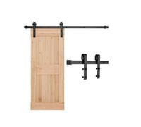 VEVOR Kit de Herrajes para Puerta Corrediza de Granero de Acero al Carbono Riel de 1,5 m para Una Sola Puerta Ancho Máximo de 76,2 cm Espesor de 34,92-44,45 mm Carga de 150 kg para Hogar, Negro