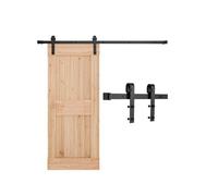 VEVOR Kit de Herrajes para Puerta Corrediza de Granero de Acero al Carbono Riel de 2 m para Una Sola Puerta Ancho de 91,44-101,6 cm Espesor de 34,92-44,45 mm Carga de 150 kg para Hogar, Negro