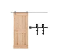 VEVOR Kit de Herrajes para Puerta Corrediza de Granero Riel de 3 m para Una Sola Puerta Ancho Máximo de 152 cm Espesor de 34,92-44,45 mm Carga de 150 kg Rodillo en Forma de J para Hogar, Negro