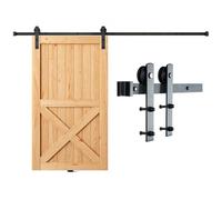 VEVOR Kit de Herrajes para Puerta Corrediza de Granero Riel para Puerta Corrediza de 244 cm para Una Sola Puerta Ancho 1,12-1,32 m Espesor 32-45 mm Carga de 150 kg Polea Silenciosa Forma I para Hogar