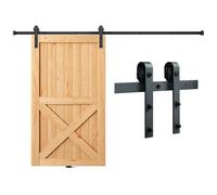 VEVOR Kit de Herrajes para Puerta Corrediza de Granero Riel para Puerta Corrediza de 244 cm para Una Sola Puerta Ancho 1,12-1,32 m Espesor 32-45 mm Carga de 150 kg Polea Silenciosa Forma J para Hogar