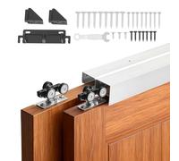 VEVOR Kit de Herrajes para Puertas Corredizas 121,92 cm Herraje para Puerta Corredera de Doble Riel de Aleación de Aluminio para Sistemas de 2 Puertas de 25-45 mm de Grosor y 610 mm de Ancho, Plata