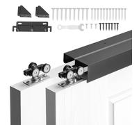 VEVOR Kit de Herrajes para Puertas Corredizas 182,88 cm Herraje para Puerta Corredera de Doble Riel de Aleación de Aluminio para Sistemas de 2 Puertas de 25-45 mm de Grosor y 762 mm de Ancho, Negro