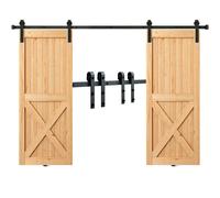 VEVOR Kit de Herrajes para Puertas Corredizas de Granero Riel para Puerta Corrediza de 244 cm para Puertas Dobles Ancho 1,12-1,32 m Espesor 32-45 mm Carga de 150 kg Polea Silenciosa Forma J para Hogar