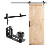 VEVOR Kit de Herrajes y Puerta Corrediza de Madera 762x2133,6mm Silenciosa y Suave Kit de Puerta Corrediza con Guía de Piso Manija de Puerta Losa con Paneles de Madera de Abeto Fácil de Instalar