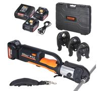 VEVOR Kit de Herramientas para Engarzar Tuberías Eléctricas con 2 Baterías de 20 V 4,0 Ah, Engarzadora Profesional con Mandíbulas M15, M22, M28, Cargador Rápido y Estuche de Transporte 360°