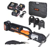 VEVOR Kit de Herramientas para Engarzar Tuberías Eléctricas con 2 Baterías de 18 V 4,0 Ah Engarzadora Profesional con Mandíbulas V15, V22, V28, Cargador Rápido y Estuche de Transporte, Naranja