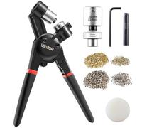 VEVOR Kit de Herramientas para Ojales 500 Piezas Ojales Metálicos de 10 mm con Alicates Manuales, Perforadora y Bloque para Cuero, Lonas, Zapatos, Manualidades y Cinturones, Dorado y Plateado
