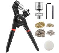 VEVOR Kit de Herramientas para Ojales 500 Piezas Ojales Metálicos de 6 mm con Alicates Manuales, Perforadora y Bloque para Cuero, Lonas, Zapatos, Manualidades y Cinturones, Dorado y Plateado