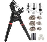 VEVOR Kit de Herramientas para Ojales 900 piezas de 8 mm/10 mm/12 mm de Metal de Varios Tamaños con Alicates Manuales, Perforadora y Bloque para Cuero, Lonas, Zapatos, Manualidades y Tela, Plata