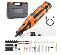 VEVOR Kit de Herramientas Rotativas Inalámbricas, 136 Piezas, Portátil, 8 V CC, 5 Velocidades de 5000-30 000 RPM, para Grabar, Lijar, Pulir, Tallar, Amolar, Cortar y Bricolaje, 225 x 50 x 50 mm