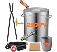 VEVOR Kit de horno de fusión de propano, kit de fundición de metal a gas de 8 kg, horno de fundición con crisol, pinzas, mango de madera, herramienta de fundición de forja para reciclaje de metal de