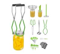 VEVOR Kit de Inicio de Suministros para Enlatado al Baño María, Acero Inoxidable, con Cucharón, Cuchara y Taza Medidoras, Embudo, Pinzas, Elevador de Frascos, Llave a Frascos, 285 x 165 x 105 mm