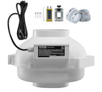 VEVOR Kit de Instalación de Ventilador de Mitigación de Radón Silencioso de 380 CFM con 2 Acopladores, Indicador de Presión, Ventilador de Conducto en Línea Impermeable, 355 x 335 x 235 mm, Blanco