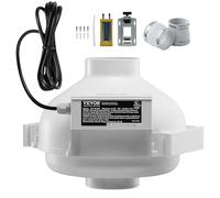 VEVOR Kit de Instalación de Ventilador de Mitigación Radón Silencioso 260 CFM con 2 Acopladores, Indicador de Presión, Ventilador de Extracción para Ventilación Interior y Exterior, 305 x 320 x 235 mm