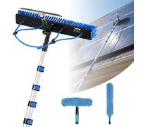 VEVOR Kit de Limpieza de Paneles Solares con Pértiga Telescópica 10 m, Suministro de Agua, Cabezal Giratorio 180°, Escobilla de Goma, Kit de Cepillo de Limpieza para Paneles Solares con Manguera 20 m