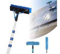 VEVOR Kit de Limpieza de Paneles Solares con Pértiga Telescópica 6,06m, Cabezal Giratorio, Dispensador de Jabón, Suministro de Agua, Kit de Cepillo de Limpieza con Manguera 20 m para Terrazas Ventanas