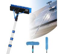 VEVOR Kit de Limpieza de Paneles Solares con Pértiga Telescópica 6,06m, Cabezal Giratorio, Dispensador de Jabón, Suministro de Agua, Kit de Cepillo de Limpieza con Manguera 20 m para Terrazas Ventanas
