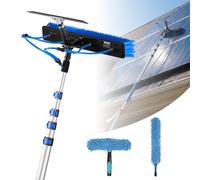 VEVOR Kit de Limpieza de Paneles Solares con Pértiga Telescópica 8 m, Suministro de Agua, Escobilla de Goma, Cabezal Giratorio 180°, Kit de Cepillo de Limpieza para Paneles Solares con Manguera 20 m