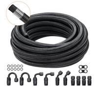 VEVOR Kit de Línea de Combustible 8AN, Kit de Manguera de Combustible 6096 mm, Kit de Montaje de Extremo de Manguera de Aceite/Gas/Diésel de Nailon Trenzado de Acero Inoxidable 12 Piezas, Negro