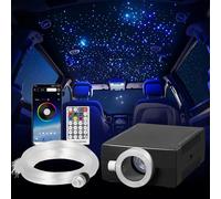 VEVOR Kit de Luces de Estrella de Fibra Óptica, 150 PCS 0,76 mm 1,98 m Luces de Techo de Fibra Óptica con Aplicación Bluetooth, Control Remoto, Activación por Sonido, Motor de Luz RGBW para Coche