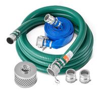 VEVOR Kit de Manguera de Succión para Bomba con Manguera de Retrolavado Azul de 50,80mmx15,24m, Manguera de Succión Verde de 6,1 m y Filtro de Orificio Redondo de Acero, Levas, Abrazaderas, Adaptador
