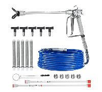 VEVOR Kit de Manguera y Pistola Pulverizadora de Pintura sin Aire de 3600 PSI con 5 Puntas, Kit de Pistola Pulverizadora Sin Aire con Junta Giratoria con Filtros, Manguera y Varillas de Extensión