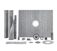 VEVOR Kit de marco de ducha, 60" x 48" con brida central ABS de 2", membrana impermeable, rejilla y junta de acero inoxidable, ajuste de varillas inclinadas para plato de ducha