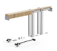 VEVOR Kit de Marco de Puerta Corredera 2133,6 x 762 mm Montaje Empotrado | para Hogar, Mecanismo de Cierre Bidireccional, Rieles de Acero Galvanizado, Kit Completo de Accesorios, Instalación Invisible
