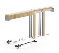 VEVOR Kit de Marco para Puerta Corredera Anchura 711,2 mm Altura 2032 mm, para Hogar, Diseño Empotrado, Material de Madera y Acero, Rodillo de 3 Ruedas, Kit Completo de Accesorios, Ahorra Espacio
