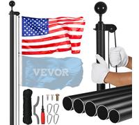 VEVOR Kit de Mástil de Bandera Desmontable de 609 cm Mástil de Bandera de Aleación de Aluminio Resistente en Suelo Mástil de Bandera de 3 Modos de Visualización con Accesorios Profesionales, Negro