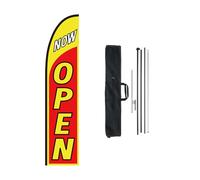 VEVOR Kit de Mástil y Banderas de Plumas Bandera Publicitaria Comercial para Exteriores de Empresa Kit de Bandera de Pluma, Incluye 1 bandera (OPEN), 1 Mástil de 4,5 m, 1 Estaca para el Suelo