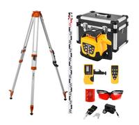 VEVOR Kit de Nivel Láser Giratorio con Trípode y Mira Telescópica Láser Roja, Alcance de 300 m, Giro de 360°, Ángulo de Escaneo Flexible, con Receptor de Control Remoto y Estuche de Transporte