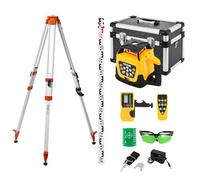 VEVOR Kit de Nivel Láser Giratorio con Trípode y Regla de Medición Láser Verde, Alcance de 500 m, Giro de 360°, Ángulo de Escaneo Flexible, con Receptor de Control Remoto y Estuche de Transporte