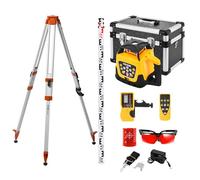 VEVOR Kit de Nivel Láser Giratorio de Haz Rojo, Alcance de 300 m, Inclinación Ajustable, Rotación de 360 Grados, Estuche de Transporte, Resistencia al Agua IP54, Receptor de Control Remoto