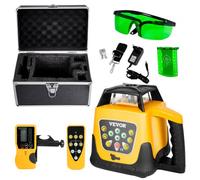 VEVOR Kit de Nivel Láser Giratorio, Haz Verde, Alcance 500 m, Inclinación Ajustable, Giro de 360 Grados, Autonivelación, Ángulo de Escaneo Flexible, Precisión, con Receptor de Control Remoto