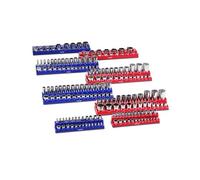 VEVOR Kit de Organizador de Dados Magnéticos, 8 Bandejas de Dados Métricos y SAE 1/4'', 3/8'', 1/2'' con Etiquetas Transparentes, Capacidad de 199 Dados Profundos Estándar (No Incluidos), Azul y Rojo