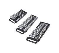 VEVOR Kit de Organizador de Dados Portátil, 3 PCS de Bandejas de Enchufes Métricos SAE de 1/4'', 3/8'', 1/2'', Capacidad de 76 Enchufes con Mango y Base Magnética para Cajón de Caja de Herramientas