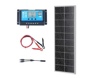VEVOR Kit de Panel Solar Monocristalino 100 W Panel Solar Monocristalino 12 V con Controlador de Carga Módulo Fotovoltaico Monocristalino de Alta Eficiencia 23% IP68 a Prueba de Agua para RV, Barcos