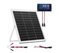 VEVOR Kit de Panel Solar Monocristalino 12 V y 20 W, Cargador de Batería con Controlador MPPT Inteligente y Soporte de Montaje Ajustable, IP67 Resistente al Agua para Coche, Barco, Autocaravana