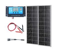 VEVOR Kit de Panel Solar Monocristalino 200W 2 Paneles Solares y Controlador de Carga Módulo Fotovoltaico Monocristalino de Alta Eficiencia 23% Impermeable IP68 para el Hogar, RV, Barco, Fuera de Red