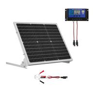 VEVOR Kit de Panel Solar Monocristalino de 12 V y 50 W, Cargador de Batería con Controlador MPPT Mejorado y Soporte de Montaje Ajustable, para Coche, Barco, Autocaravana, Remolque y Techo de Casa