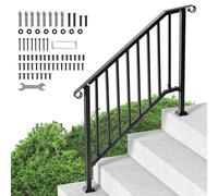 VEVOR Kit de pasamanos para escalones exteriores, escaleras de 3-4 peldaños, barandillas de acero al carbono de transición, con kit de instalación, pasamanos para personas mayores, de hormigón y
