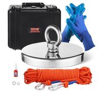 VEVOR Kit de Pesca con Imán de un Solo Lado Fuerza de Tracción de 907 kg, Kit de Pesca con Imán con Gancho de Agarre, Cuerda de φ6 x 20000 mm, Guantes, Perno de Ojo, Estuche de transporte, Naranja
