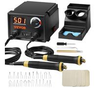 VEVOR Kit de Pirograbado de Madera 200~700°C Máquina de Pirograbado Profesional Ajustable Pantalla Digital con 2 Puertos 2 Bolígrafos 23 Puntas de Alambre de Metal para Madera, Cuero, Corcho, Calabaza