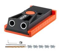 VEVOR Kit de Plantilla, para Agujeros Ocultos Ajustable 12,7 a 38,1 mm, Plástico, con Broca Escalonada, Llave Hexagonal, Anillo de Tope para Taladro, Punta Cuadrada y Tornillos, 190 x 95 x 35 mm