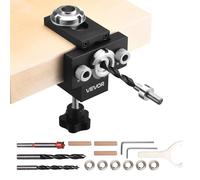 VEVOR Kit de Plantilla para Espigas, Plantilla Autocentrante para Taladro de Espigas para Agujeros Rectos, Herramienta para Juntas con Brocas de 3 Tamaños de 6,4/7,9/15 mm para Carpintería