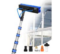 VEVOR Kit de Barra de Alimentación de Agua, Barra de Limpieza de Paneles Solares de 9 m con Mango Extensible, Cabezal de Cepillo Giratorio de 180° y Manguera de 20 m, para el Hogar y Exteriores