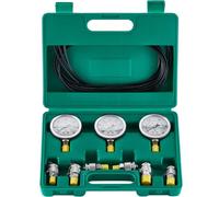 VEVOR Kit de prueba de presión hidráulica, 250/400/600 bar, 3 manómetros, 6 accesorios, 3 mangueras de prueba, medidor de prueba hidráulica para excavadora con estuche de transporte